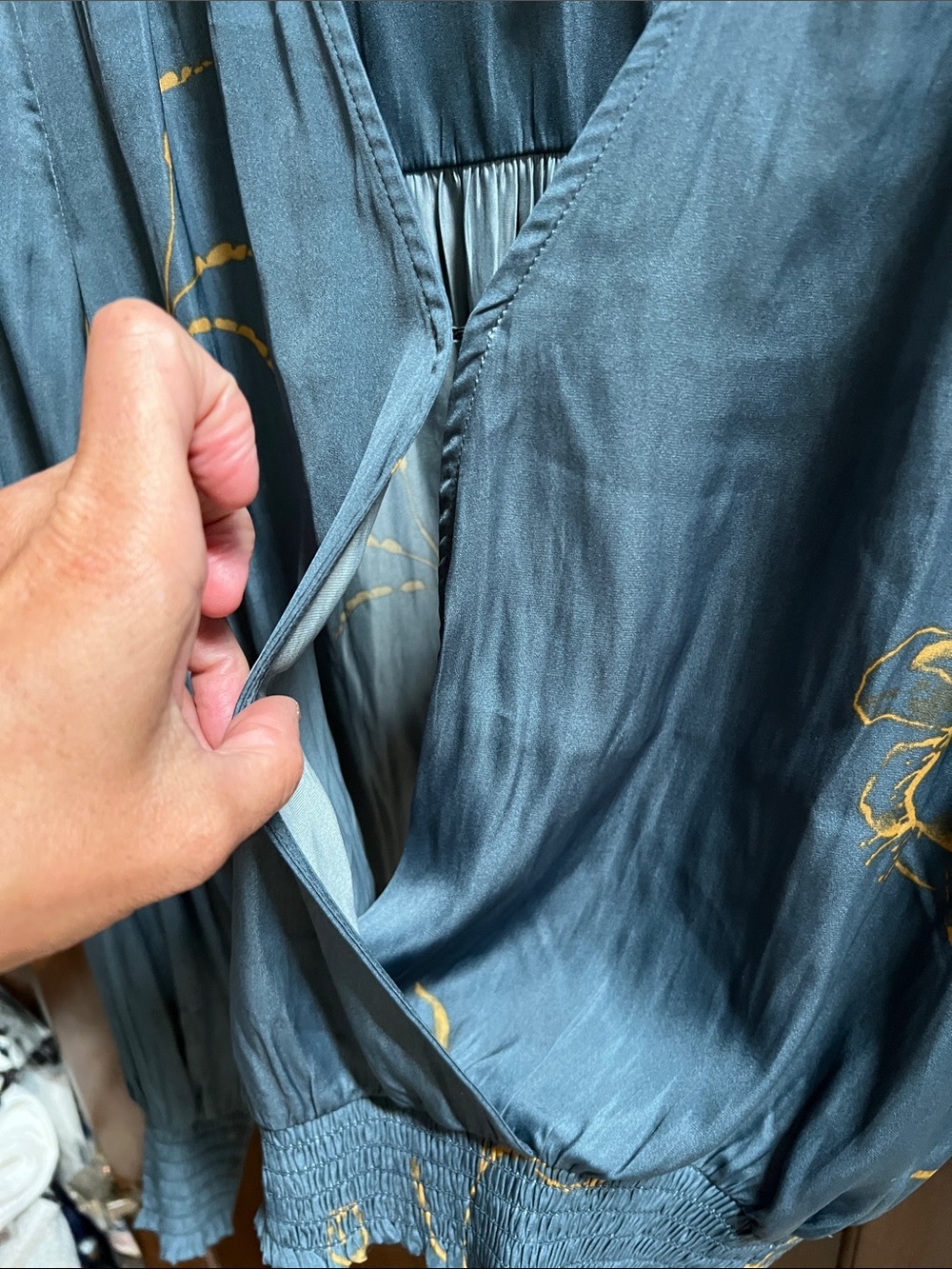 Grade & Gather Slate Blue Blouse with Gold Floral Detail - Picture 4 of 11